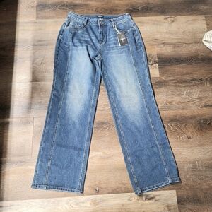 Flamingals Seamed Front High Waisted, Wide Leg Denim Jean, XL #261693 HYL,NWT
